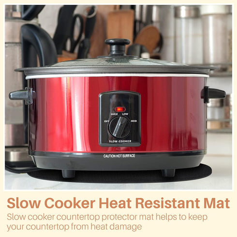 2 Pcs Oval Slow Cooker Heat Resistant Mat for 6-8 Quart Non Skid Countertop Heat Protector Mat Kitchen Appliance Mats for Air Fryer Kitchen Suppli...