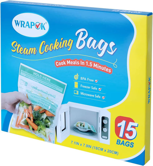 Microwave Steamer Bags 15 Pack Steam Cooking Bag for Vegetables Potatoes Meat, 7.1 X 7.9 Inches...