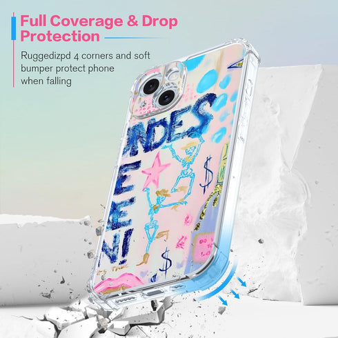 Preppy Art Phone Case Fit for iPhone 15 Plus — Wireless Charging Shockproof Clear Blondes Have More Fun Phone Cover Gift for Boy Girl Men Women...