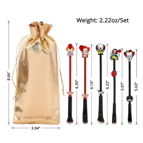 Nightmare Before Christmas Makeup Brushes - 5pcs Corpse Bride Anime Make Up Brush Set Silver Drawstring Bag Included (Brushes and Bracelet 2)...