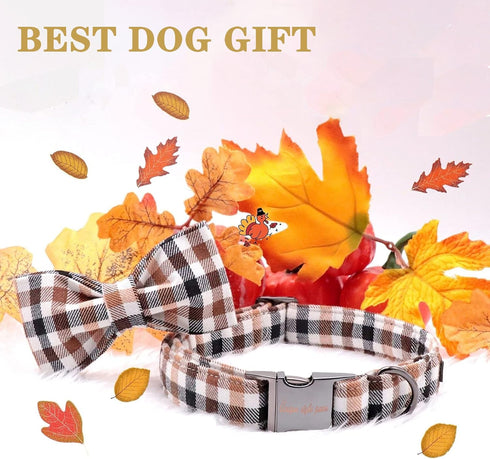 Unique style paws Fall Dog Collar, Puppy Collar with Bowtie, Adjustable Dog collar Pet Gift for Small Medium Large Dogs...