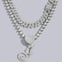 Silver Cuban Link Chain for Women Cursive Initial Layered Necklaces Heart Shape Bling Diamond Iced Out Pendant Necklace for Women 2PCS Hip Hop Cha...