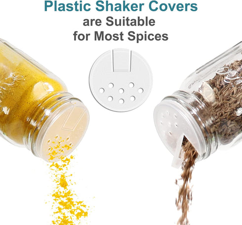 CycleMore 15 Pack 4oz Glass Mason Spice Jars, Round Spice Containers with Silver Metal Caps and Pour/Sift Shaker Lids-40pcs Labels,1pcs Silicone C...