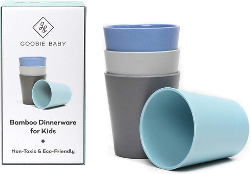 Bamboo Drinking Cup for Kids, Set of 4 Reusable Eco Friendly Dinnerware for Toddlers, 10 Ounce...