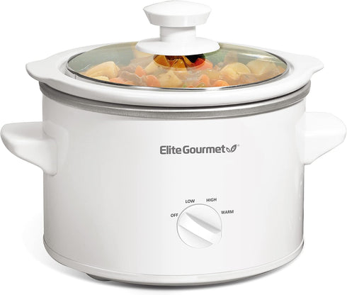 Elite Gourmet MST-250XW Electric Slow Cooker Ceramic Pot Adjustable Temp, Entrees, Sauces, Stews & Dips, Dishwasher Safe Glass Lid & Crock...