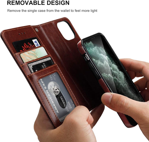 Bocasal for iPhone 11 Pro Wallet Case with Card Holder PU Leather Magnetic Detachable Kickstand Shockproof Wrist Strap Removable Flip Cover for iP...