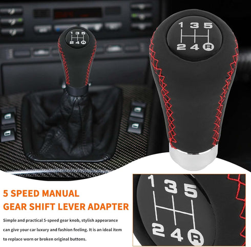 DREAMIZER Shift Knob 5 Speed Manual Stick Shift Knobs Universal Handle Leather Gear Shifting Knob for Replacement Broken Shifter Knobs Fit for Mos...