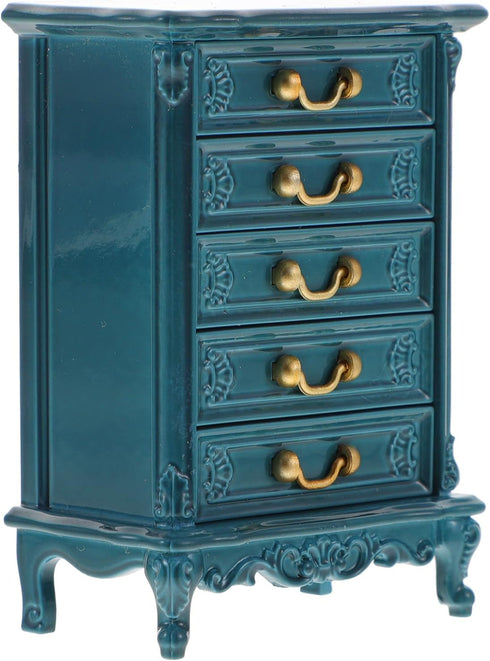 1pcs Miniature Chest of Drawers: Dollhouse Blue Tall Drawer Cabinet 1:24 Scale Mini Nightstand for Doll House Accessorie 2.12in ABS...
