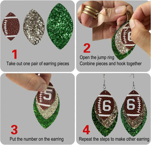 GraLeS 183 Pcs Football Earrings Faux Leather Earring Making Kits for Jewelry Making Custom Player Number Charms Earrings for Women DIY Earring Ma...