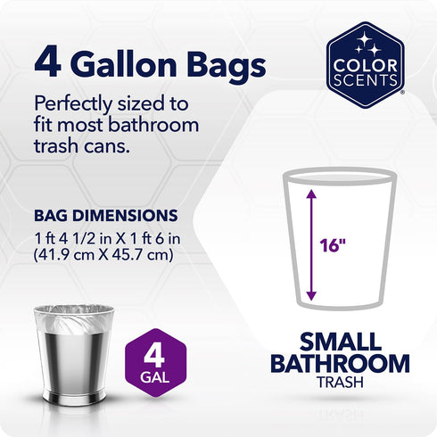 Color Scents Small Trash Bags - 4 Gallon, 80 Bags (1 Pack of 80 Count), Twist Tie - Lavender Bag with Lavender Scent (1 Pack of 80) with Microban...