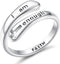 FIASASO Rings for Women 925 Sterling Silver Adjustable Faith Christian Cross - Encouragement Statement Jewelry, Dainty & Elegant Designs, Comforta...