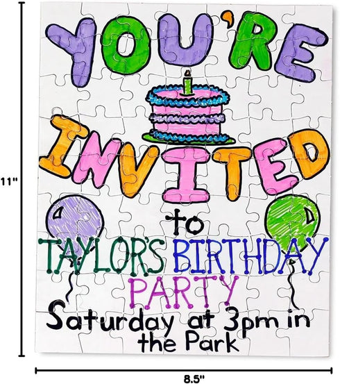 Hygloss Puzzles DIY Party Invite - Blank Puzzle for Decorating - Art Activity - Use as Party Favors - White, Sturdy – 8.5 x 11 Inches, 63 Pieces -...