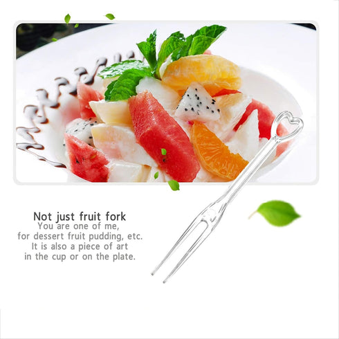 TCOTBE 300 Disposable Fruit Forks safety and sanitation 3.5 inch Length Plastic Cocktail Picks Sticks Heart Shapes Cute Food Pick Party Supplies P...