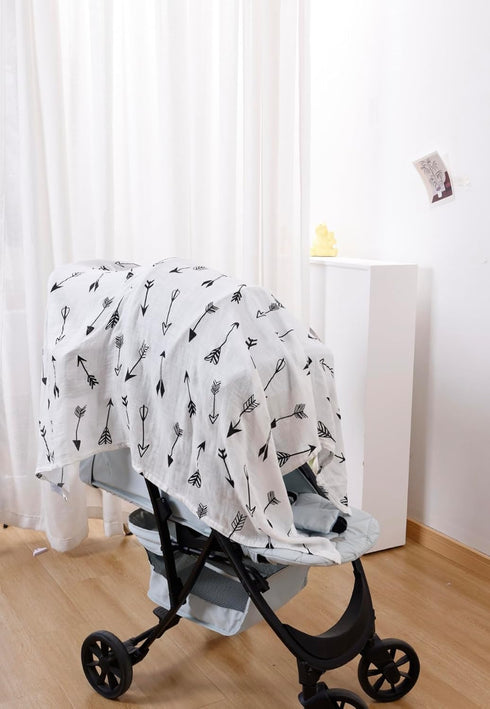 Muslin Swaddle Blanket, 2 Pack Unisex Wrap Soft Silky Gender Neutral Recieving Blanket for Boys and Girls, Large size 47 x 47 Inches, set of 2 Bla...