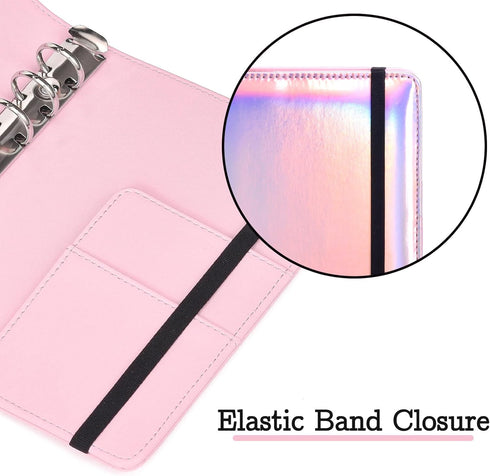 A6 Refillable Notebook Binder, PU Leather Budget Binder with Cash Envelopes, Loose Leaf Personal Organizer Binder Cover, Money Organizer for Cash ...