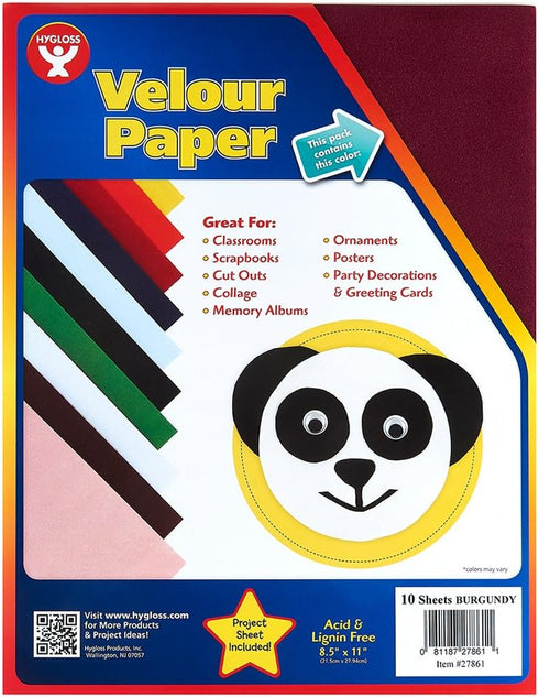 Hygloss Products Velour Paper - Soft, Velvety Surface Works With Printers – Burgundy, 8-1/2 x 11 Inches - 10 Pack...