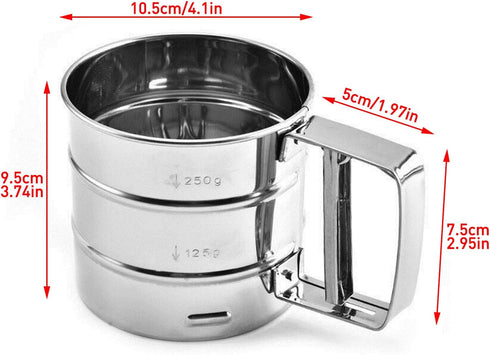 Flour sieve stainless steel material manufacturing,Coffee Sieve Cup,Semi Automatic 2 Cup Sifter for Baking | Fine Mesh Pastry Sieve Cup....