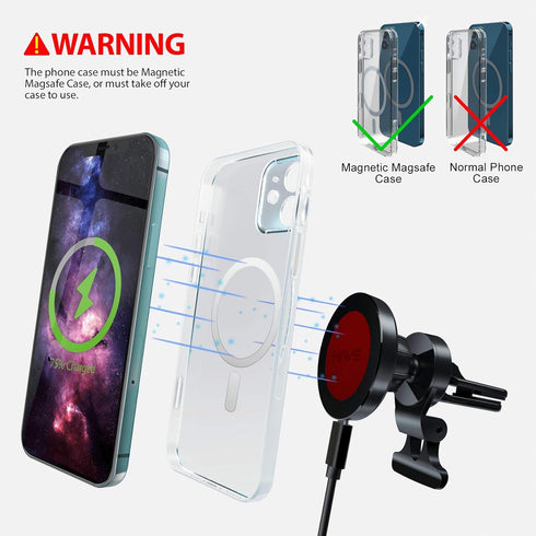 Magnetic Wireless Car Charger for iPhone 14-15W Fast Charging Car Phone Holder Mount Compatible with iPhone 15/14/13/12 Pro Max Mini, Wireless Car...