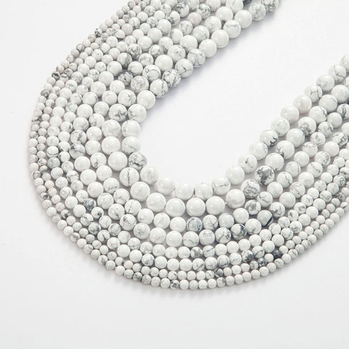 100Pcs Natural Stone Beads 8mm White Howlite Round Gemstone Loose Beads with Elastic Bracelet String for Bracelets Necklace Jewelry Making...