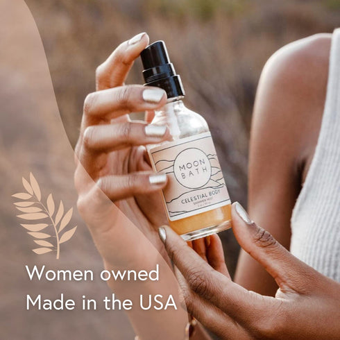 Moon Bath Celestial Body | Shimmering Hair & Body Mist w/Vetiver and Neroli Essential Waters, Sparkly Gold Mica. Organic Beauty. No Synthetic Frag...