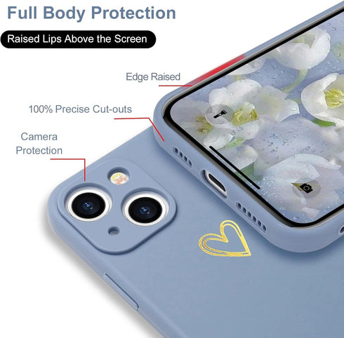 for iPhone 13 Case Cute Slim Shockproof Phone Case with Wireless Charging Support and Protection, Blue Grey......