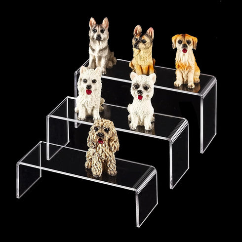 Acrylic Display Stand Riser Clear Small Acrylic Decorator Stand Shelf for Figures Pops, Jewelry, Cupcake, Dessert - 2 Sets...