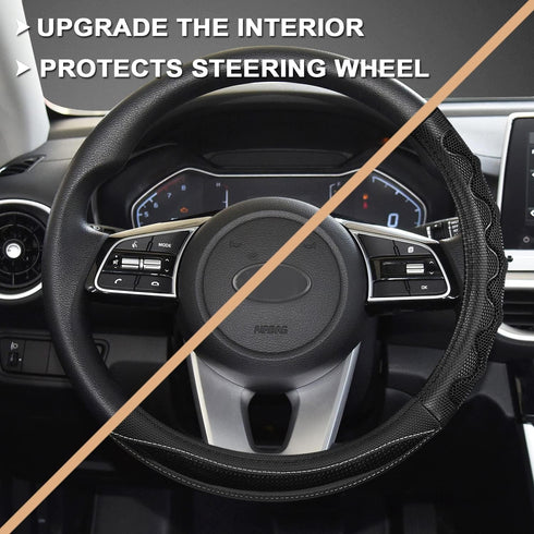 GIANT PANDA Steering Wheel Cover for Kia Soul, Car Steering Wheel Cover for Kia Optima and Telluride - Black...