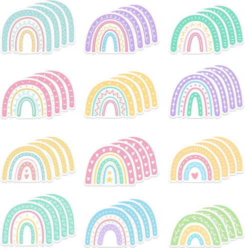 48 Pieces Boho Rainbow Style Sticky Notes Self-Adhesive Colorful Boho Rainbow Design Note Pads Rainbow Sticky Memo Notes for Reminder Stationery S...