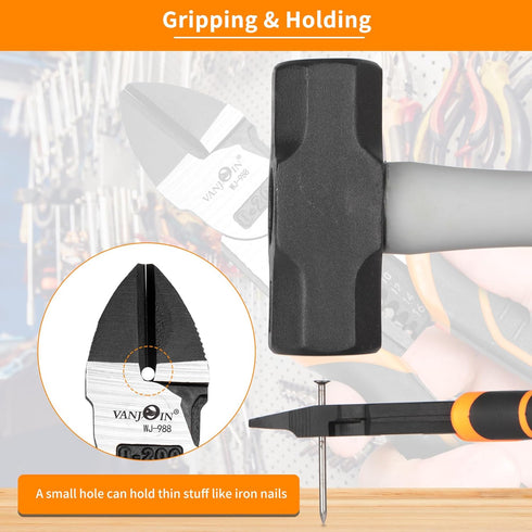 8 inch Wire Cutters, 4-in-1 High Leverage Wire Diagonal Cutting Pliers with Wire Stripper Crimper, Heavy Duty Side-Cutting Pliers, Multi-function ...