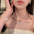 Pearl Coquette Jewelry Set 5PCS - Pearl Bow Earrings Pink Bows for Hair for Women Pearl Choker Necklace Coquette Accessories Trendy Gifts...