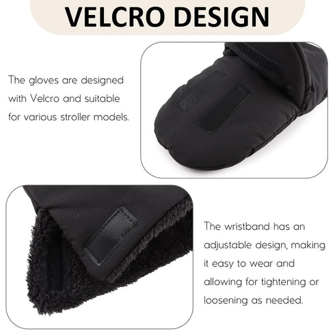 Zsedrut Stroller Gloves Universal Winter Anti-Freeze Stroller Mittens Water Repellent Hand Warmer Muff Fleece Lined,Winter Stroller Accessories (B...