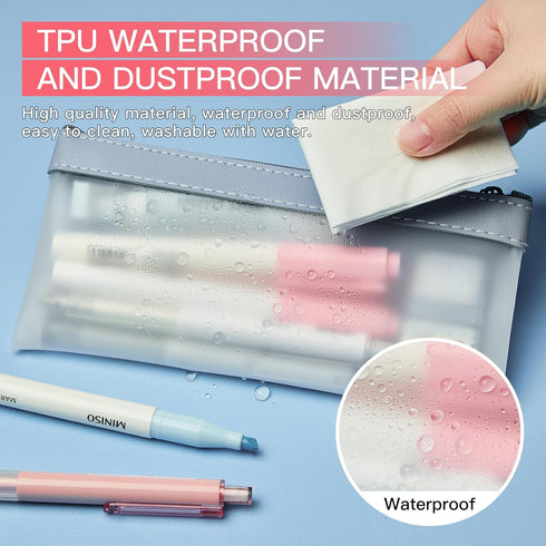 4 Pack Pencil Case Zipper Pencil Pouch, Multifunctional Clear Pen Bag Organizer Stationery Storage Bag for Office Supplies Cosmetics Makeup Travel...