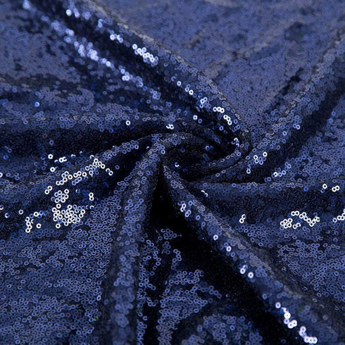 JYFLZQ Navy Blue Sequin Tablecloth - 50" Small Round Sparkly Glitter Metallic Table Cloths Table Cover Overly for Graduation, Retirement, Birthday...