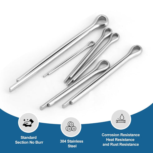 202 Pcs Hardware Pins Assortment Kit - 304 Stainless Steel Hairpin & R Clips, Retaining Fasteners, Cotter & Safety Split Pins...