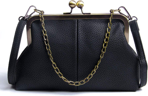 Lanpet Women Classical Kiss Lock Clutch with Chain Strap Shoulder Bag Purse Wallet...
