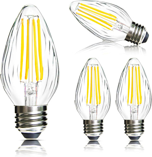 ROMANJOY F15 Dimmable LED Light Bulbs Led Porch Light Bulb 8W Equivalent 80W 2700K Warm White E26 Edison Vintage Bulb Flame Wrinkle Clear Glass Co...