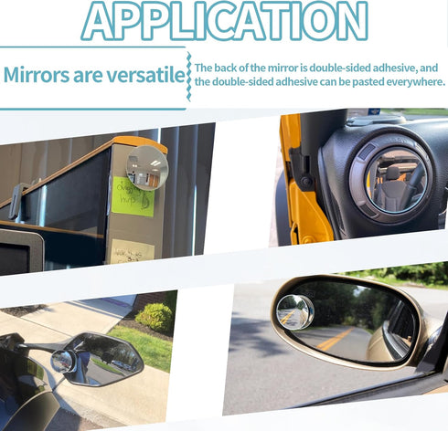 Blind Spot Mirror - PSLER 2" Round Frameless Convex Car Side Mirror, 360° Wide Angle Side View Mirror Accessories with Self Adhesive Back for Car ...