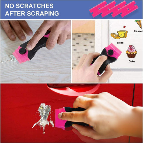 DEKEones Razor Blade Scraper, 2 Pack Double Edged Razor blade Scraper Tool with 30 Pcs Razor Blades, Glass Scraper for Windows, Decals, Tint, Stic...