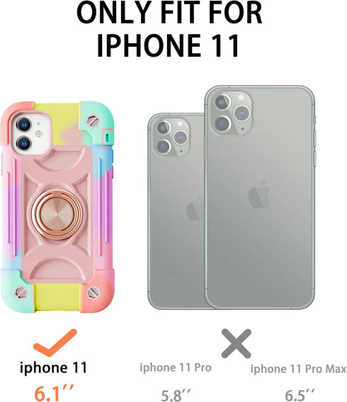 MARKILL Compatible with iPhone 11 Case 6.1 Inch for Girls with 360°Rotate Ring Stand, Military Grade Drop Protection Full Body Cute Case for iPhon...