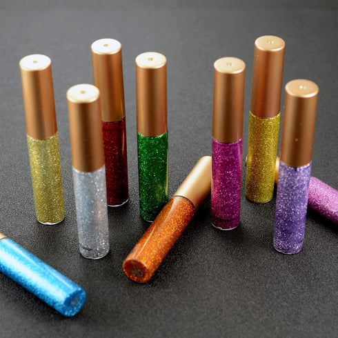 Glitter Eyeliner,Purple Giltter Eyeliner, Long-lasting Waterproof Eyeliner Eye Glitter Makeup, Silver, Gold, Pink Green High-pigmented Colorful Gl...