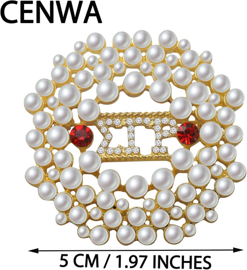 CENWA SGRHO Greek Sorority Brooch Pin 1922 Pearl Sorority Gift Sorority Jewelry Gift (Round Sigma pin)...