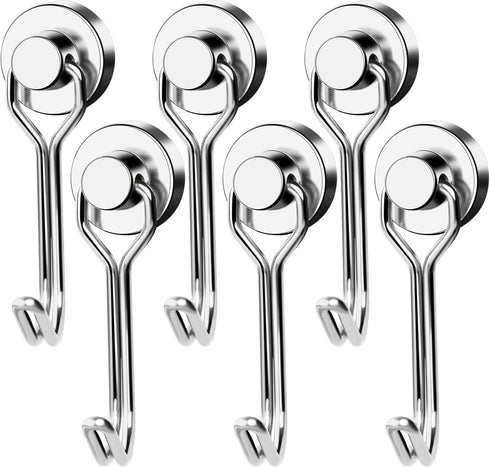 TRYMAG Magnet Hooks, 25LBS Swivel Neodymium Magnetic Hooks for Hanging, Rare Earth Magnet Hook for Refrigerator, Kitchen, Locker, Cruise Cabin, Do...