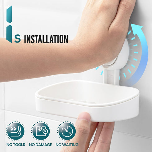 TAILI Soap Dish Soap Holder Suction Cup Powerful Vacuum Suction, Strong Sponge Holder for Shower, Bathroom, Tub and Kitchen Sink, Drill-Free, Remo...