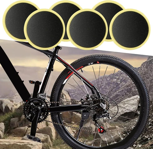 6Pcs Black Tyre Tube Patches No-Glue Tire Repairing Repair Tool Bike Bicycle Inner Tube Patches Bicycle Fix Tool Round Tire Repair Kits...