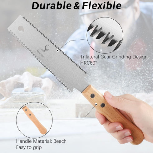Japanese Hand Saw Woodworking Tools, SS SHOVAN Double Edged 11/17 TPI Flush Cut Saw, Wooden Handle Pull Saw Small Handsaw for Fine Cutting Wood...