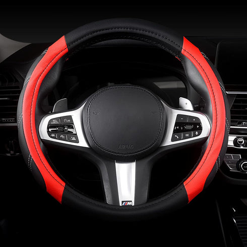 AUTOYOUTH Steering Wheel Cover Universal Fit for Car, Truck, SUV, Van, Breathable Long-Lasting Anti-Slip Microfiber Leather Car Steering Wheel Cov...