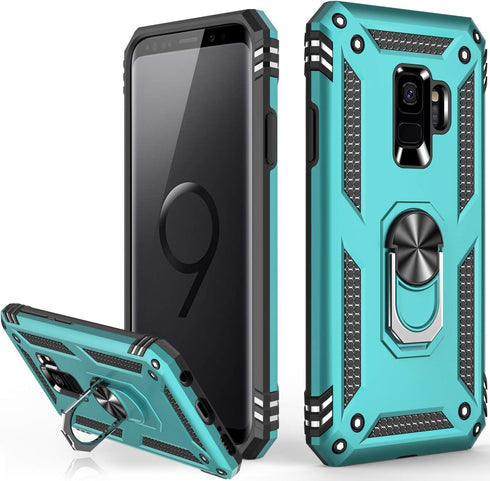 LUMARKE for Galaxy S9 Case,Pass 16ft. Drop Tested with Magnetic Ring Kickstand Compatible with Car Mount Holder,Military Grade Protective Phone Co...