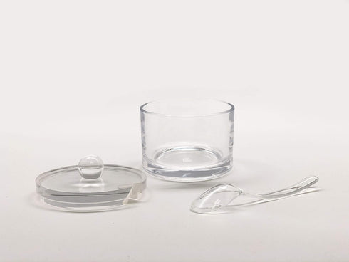 Heavy-Duty Acrylic Jam Jar Sugar Salt Spice Pepper Seasoning Condiment Bowl Box Storage Pot with Spoon and Lid Crystal Clear...