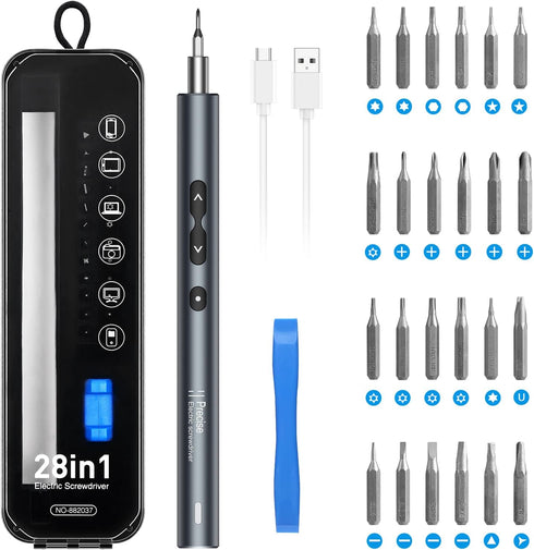 AMIR Electric Screwdriver 28 IN 1 Cordless Mini Power Precision Screwdriver Set with 24 Bits, Rechargeable Power Screwdriver for Phones Jewelers L...