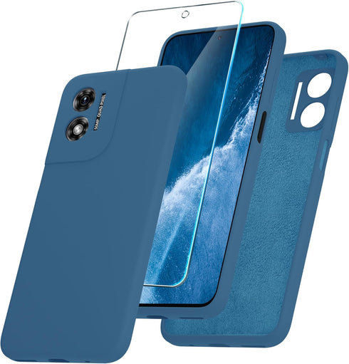 for Motorola Moto G Play 2024 Case, Silicone Phone Case with 1 Screen Protector, Soft Anti-Scratch Microfiber Lining, Full Body Shockproof Slim Co...